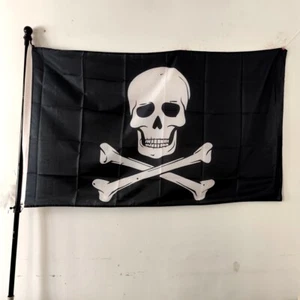 Bandera de calavera pirata Jolly Roger y tibias cruzadas bandera barco decoración exterior pancarta - Imagen 1 de 8