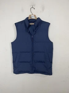 Lands End Men Puffer Vest M 38-40 Blue Down Filled Quilted Full Zip Navy Outdoor - Picture 1 of 7
