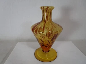 White Cristal Amber Swirl Art Glass Vase Made In Italy 6.5" - Picture 1 of 9