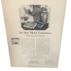 Vintage 1923 Packer’s Shampoo New Metal Container Ad Advertisement - Picture 1 of 4