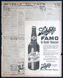 Zeitungsseite 1919 - große Schlitz Famo Verbot Getränkeanzeige - Bild 1 von 1