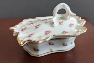 Antique Porcelain Tea Bag Holder with Lid with Handle made in Austria. - Picture 1 of 7