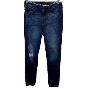KanCan Womens Jeans 30 Raw Waist Distressed Whisker Dark Wash Skinny High Rise - Picture 1 of 12