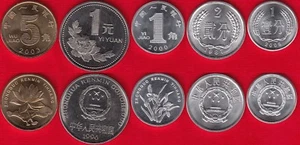 China set of 5 coins: 1 fen - 1 yuan 1987-2008 UNC - Picture 1 of 1