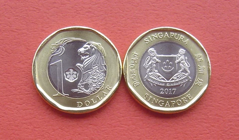 Singapore 2017 Lion-head 1 Dollars Bi-metallic Coin UNC Cover