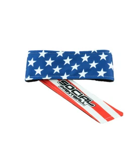 Social Paintball Grit Deluxe Long Tie Headband Head Band - USA American Flag NEW - Picture 1 of 1