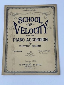 School Of Velocity For the Piano Accordion By Pietro Deiro Pagani Edition 1930 - Picture 1 of 7