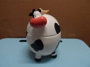 Black & White Cow Biscuit Jar / Cookie Ceramic - Picture 1 of 11