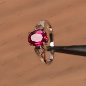 Anello da sposa Elegance creato in laboratorio con rubini, anello fatto a mano in argento sterling 925 - Foto 1 di 8
