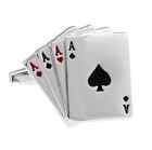 Stainless Steel Silver Plated Playing Cards Poker Cuff Links Jewelry Design 17