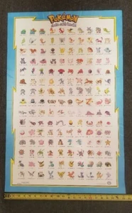 Pokemon Original 150 Characters Poster 22x34 Nintendo 1998 Gotta W/S Lot 20 - Picture 1 of 4