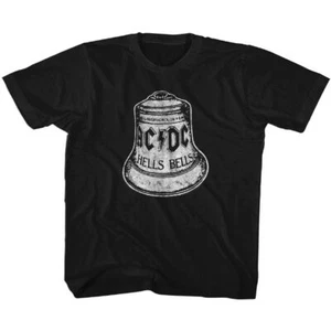Kids AC/DC Hells Bells Black Cotton Rock and Roll Music Band T-Shirt - Picture 1 of 3