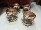 Original Ship Salvaged Brass Industrial Famor Electric Lamp Made In Japan 4 Pcs