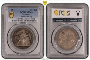 Coin Silver Hanover Schützentaler 1872 PCGS MS63 Great Condition Leipzig - Picture 1 of 2