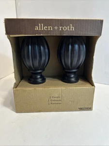 Allen & Roth Espresso Wood Finials Cone Shape Set Of 2 - Picture 1 of 7
