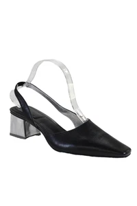 Simkhai Womens Leather Slip-on Ankle Strap Block Heels Black Size Eur 38 - Picture 1 of 5