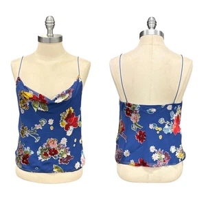 Alice + Olivia Harmin geblümtes Tanktop Wasserfallausschnitt Gr. XS blau ärmellose Bluse - Bild 1 von 12