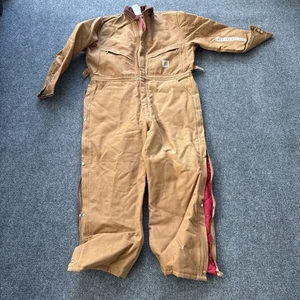 Vintage NEU Carhartt gesteppter gefütterter Entenoverall Gr. 46 kurz X01 BRN hergestellt in den USA LESEN - Bild 1 von 9