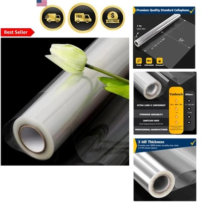 Rollo envolvente de celofán transparente 32x50 pies 3 mil cesta de regalo envoltura de flores para manualidades Foto 1 de 4