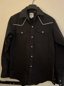 Ely Cattleman Black Pearl Snap Western Shirt Juniors Large or Women's Small - Picture 1 of 8