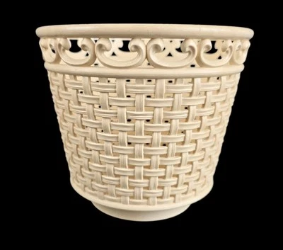 Vintage Emsa Plastik Blumen Übertopf - Korbgeflecht - 1970er - 13x15 cm - Bild 1 von 4