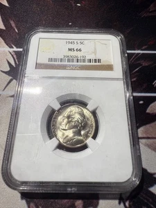 1945-S Jefferson Nickel – NGC MS66 – Toner! Wartime Silver Alloy BEAUTIFUL! - Picture 1 of 2