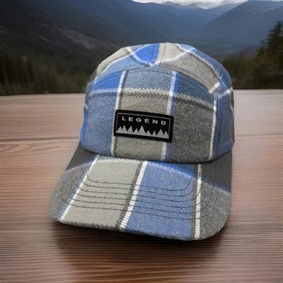 Sombrero cámper Legend Durango 5 paneles OSFM franela a cuadros azul hecho en EE. UU. Gorpcore Foto 1 de 4