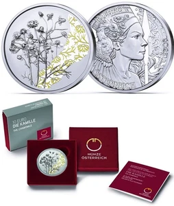 Österreich 10 Euro Silber 2023 Proof - KAMILLE - CHAMOMILE - Mit der Sprache der - Picture 1 of 3
