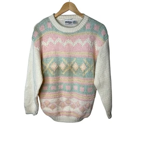 Vintage Exclusive Imports Strickpullover Pastell Rautenmuster Damen Größe M - Bild 1 von 6