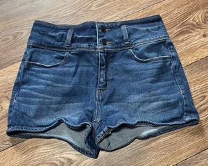 Pantalones Cortos de Denim Mudd de Tiro Alto Talla 7 FLX Elastizados Azul Botín Pantalones Cortos Verano - Imagen 1 de 6