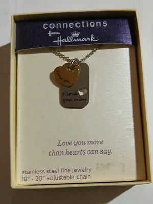 Hallmark I Love You More Necklace.Adjustable 18-20 Inch Chain.   Stainless Steel - Image 1 of 3