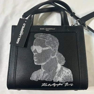 Bolso Bandolera KARL LAGERFELD Paris LOGO Nuevo Cuero + Bolso Antipolvo NEGRO leer Foto 1 de 4