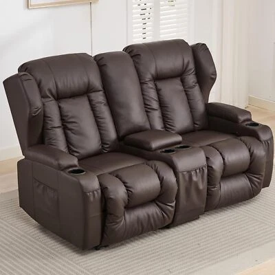 Sofá reclinável Loveseat sofá reclinável para trailer com console sofás para home theater - Imagem 1 de 4