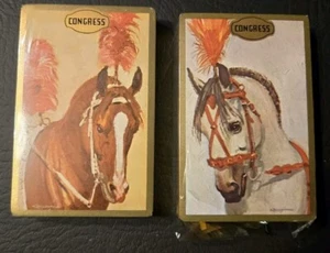 2x Vintage Congress Playing Cards Horses Cards Sealed - Picture 1 of 6