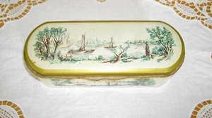 Scatola portagioie vintage in vetro occhiello barche a vela latta con coperchio incernierato ~ - Foto 1 di 13