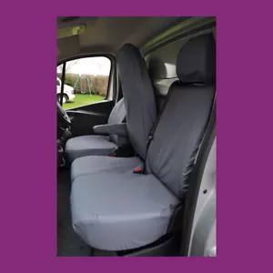 Fundas de asiento plegables delanteras para Vauxhall Vivaro 2014-2019 a medida impermeables gris - Imagen 1 de 4