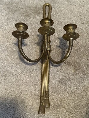 DE COLECCIÓN APLIQUE DE PARED TRIPLE VELA LATÓN 20” X 10” Foto 1 de 4