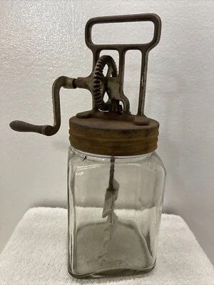 Antigua manivela batidora de mantequilla Gunn Mfg Philadelphia 2 cuartos Foto 1 de 4