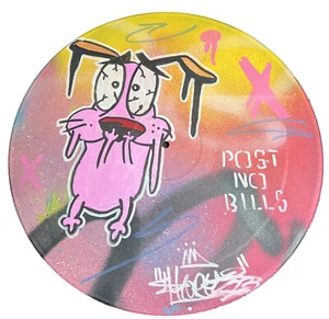 Hand Painted Vinyl Record Graffiti Shortiez Ink  Art Courage The Cowardly Dog - Picture 1 of 1