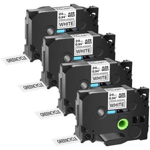 4PK Compatible with Brother TZ-S251 Strong Adhesive Label Tape Black/White 1" - Picture 1 of 12