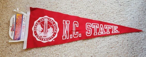 Vintage 1990s Era NC State University Wolfpack Wool Felt Pennant Cover
