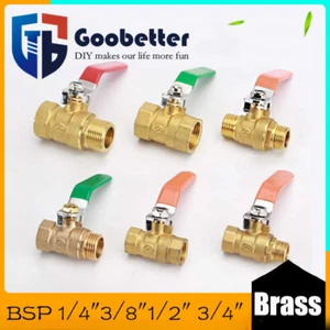 Ball Valve 1/4 Bsp Female X 3/8" 1/2" 3/4" Bsp Male Ball Lever Valve Long Handle - Picture 1 of 14