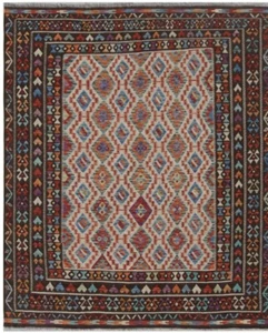 8 X 10 flat weave Kilim Afghanistan Colorful rug hand Woven Rare Wool Reversible - Picture 1 of 6