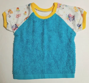 Care Bear/Blue Lall natural cotton toweling T shirt dribble Bib/Coverall/Smock - Picture 1 of 4