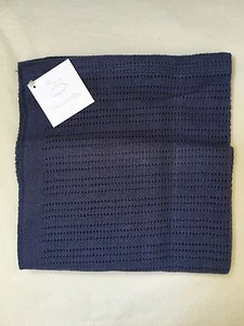 PEACOCK ALLEY $95 NWT LUXURY CROCHET BABY BLANKET 100% EGYPTIAN COTTON NAVY - Picture 1 of 6
