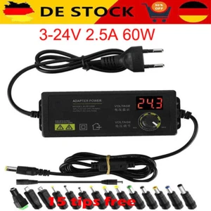 3-24V 2.5A 60W Einstellbares Netzteil-Adapter Drehzahlregelung Volt-LED-Anzeige - Bild 1 von 12