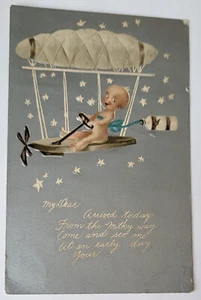 DE COLECCIÓN 1910 PC NACIMIENTO DEL BEBÉ ANUNCIO LLEGADO POR DIRIGIBLE ZEPPELIN - Imagen 1 de 2