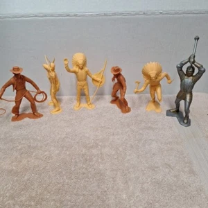 Marx Toys 1964, 5 1/2" Cowboys Indians & Knight 6 Figures - Picture 1 of 20