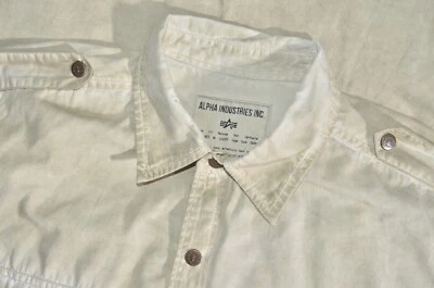 Camisa de algodón a presión con cuello corto Alpha Industries para hombre talla L Foto 1 de 4