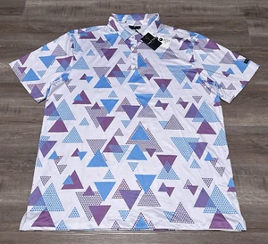 NEW Yatta Golf Men's Size 3XL Performance Frosty White Geometric Polo Shirt XXXL - Picture 1 of 6